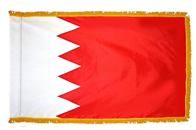 BAHRAIN NYLON FLAG WITH POLE-HEM & FRINGES