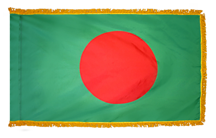 BANGLADESH NYLON FLAG WITH POLE-HEM & FRINGES