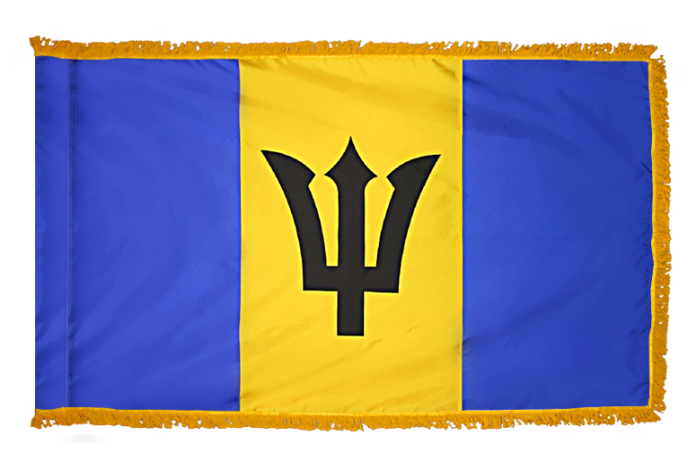 BARBADOS NYLON FLAG WITH POLE-HEM & FRINGES