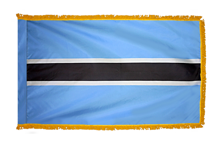 BOTSWANA NYLON FLAG WITH POLE-HEM & FRINGES