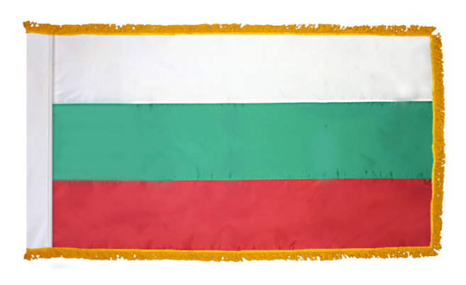 BULGARIA NYLON FLAG WITH POLE-HEM & FRINGES