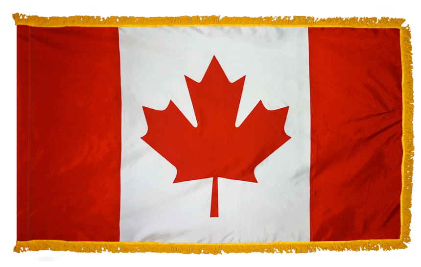 CANADA NYLON FLAG WITH POLE-HEM & FRINGES