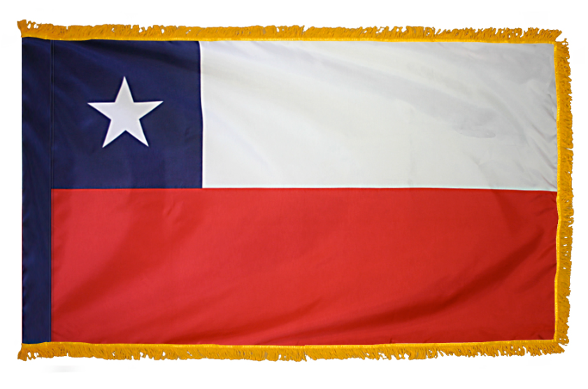 CHILE NYLON FLAG WITH POLE-HEM & FRINGES