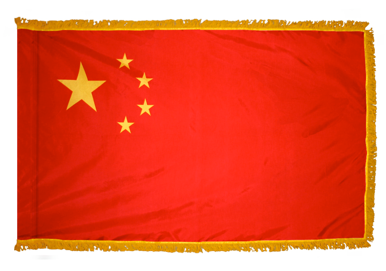 CHINA NYLON FLAG WITH POLE-HEM & FRINGES