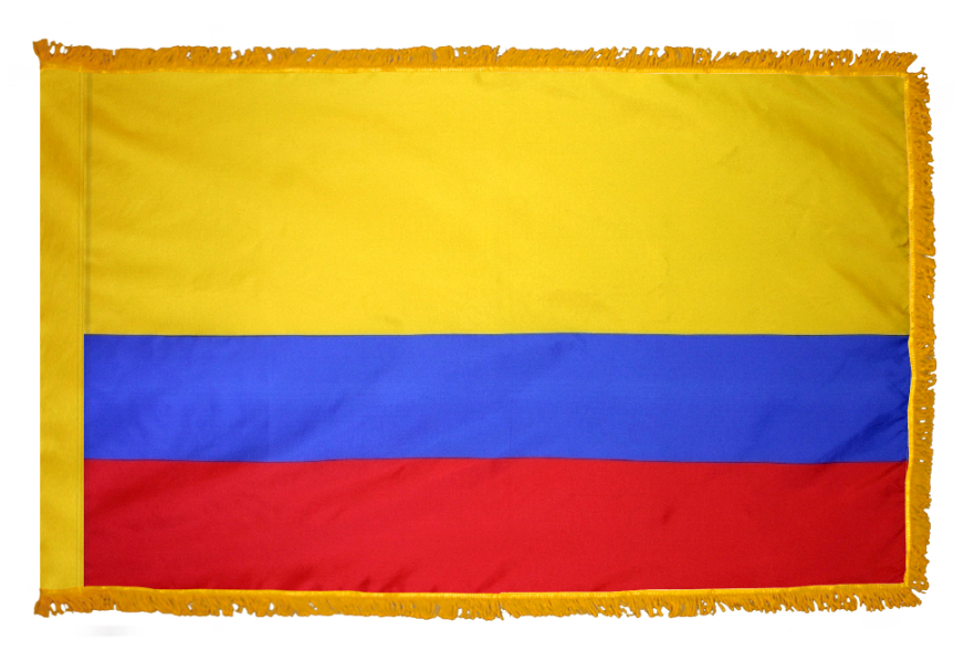 COLOMBIA NYLON FLAG WITH POLE-HEM & FRINGES