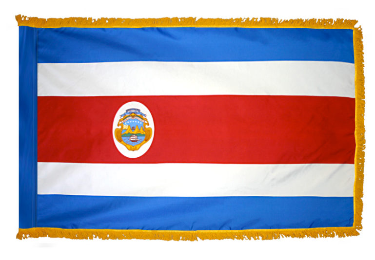 COSTA RICE NYLON FLAG WITH POLE-HEM & FRINGES