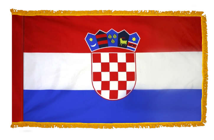 CROATIA NYLON FLAG WITH POLE-HEM & FRINGES