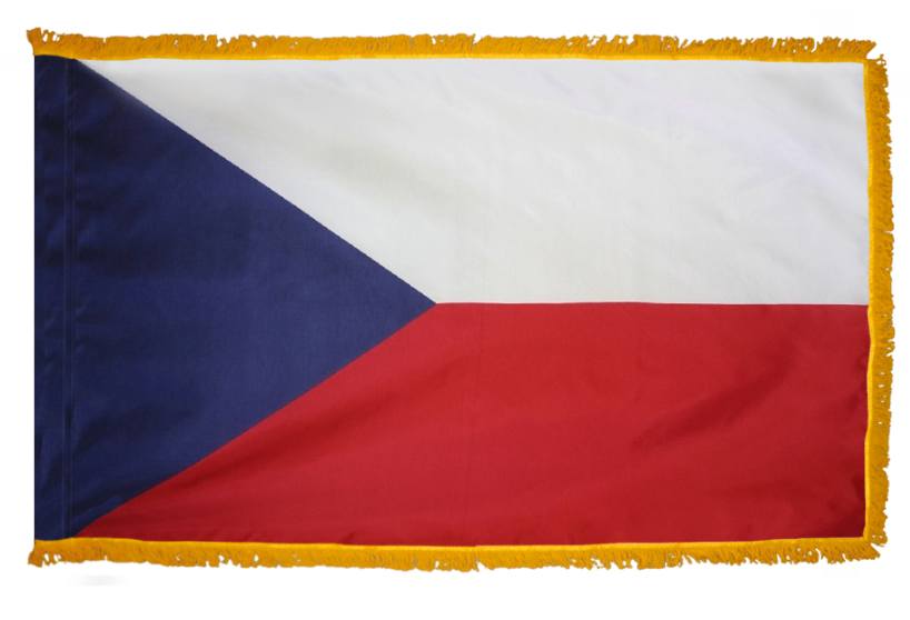CZECH REPUBLIC NYLON FLAG WITH POLE-HEM & FRINGES