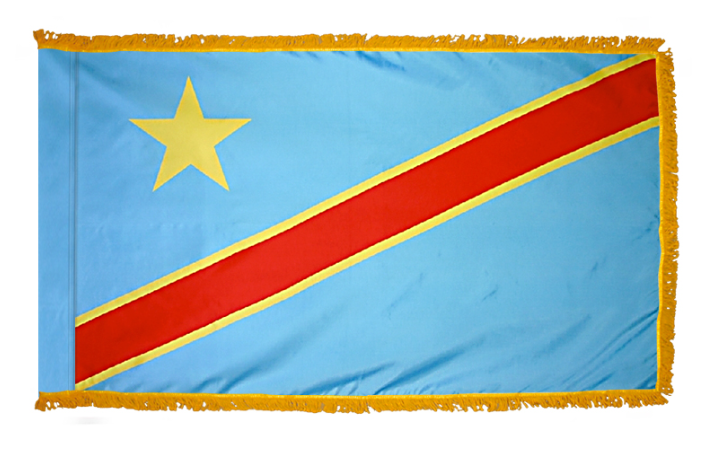 DEMOCRATIC REPUBLIC OF CONGO NYLON FLAG WITH POLE-HEM & FRINGES
