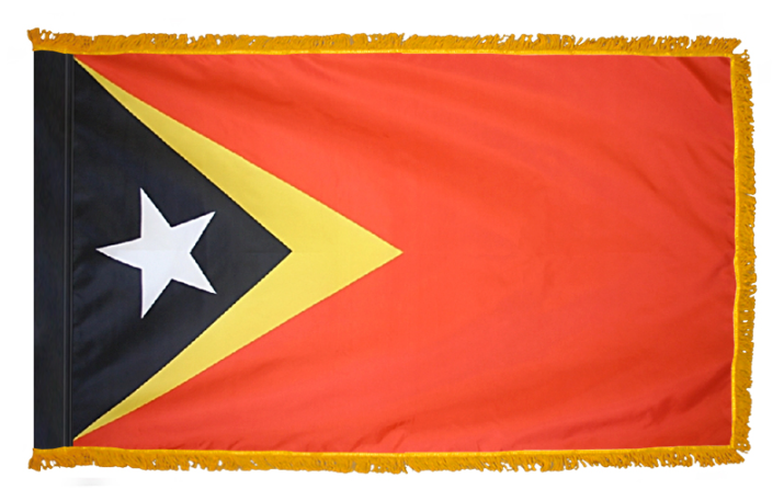 EAST TIMOR NYLON FLAG WITH POLE-HEM & FRINGES