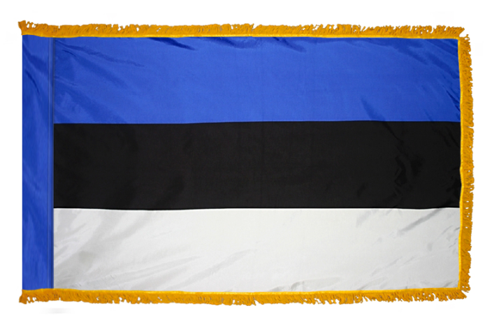 ESTONIA NYLON FLAG WITH POLE-HEM & FRINGES