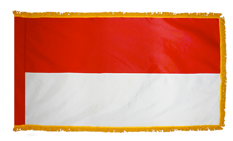 INDONESIA NYLON FLAG WITH POLE-HEM & FRINGES