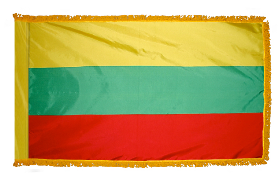 LITHUANIA NYLON FLAG WITH POLE-HEM & FRINGES