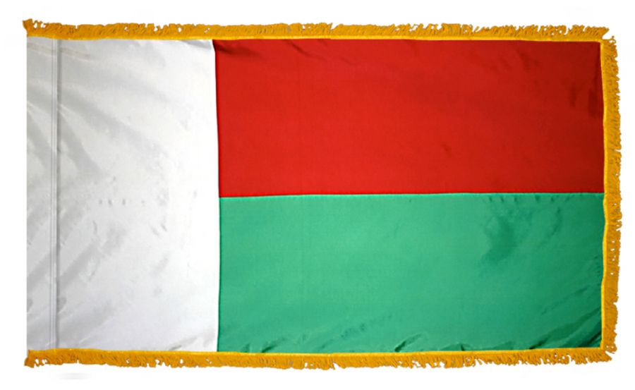MADAGASCAR NYLON FLAG WITH POLE-HEM & FRINGES