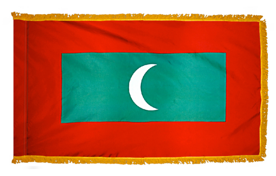 MALDIVES NYLON FLAG WITH POLE-HEM & FRINGES