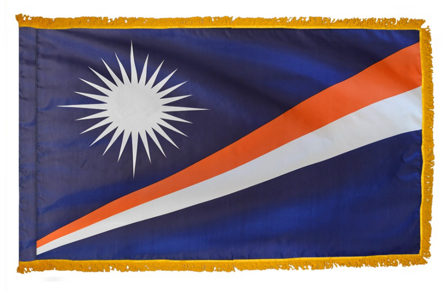 MARSHALL ISLAND NYLON FLAG WITH POLE-HEM & FRINGES