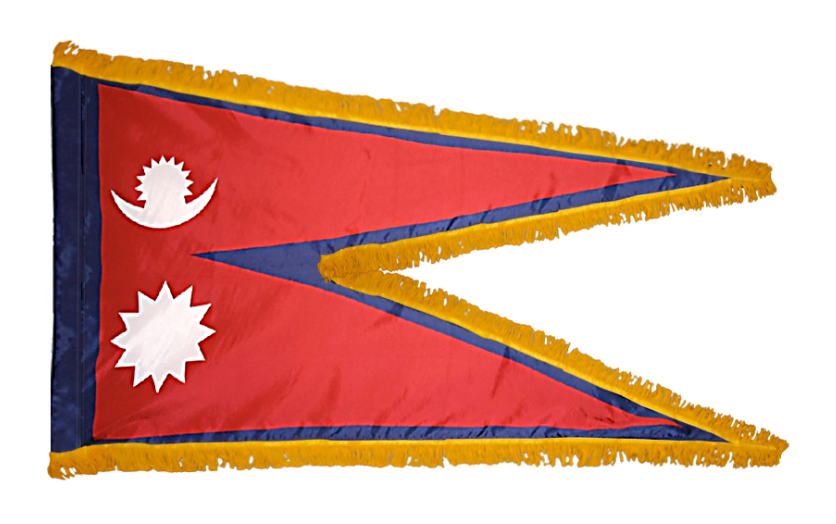NEPAL NYLON FLAG WITH POLE-HEM & FRINGES