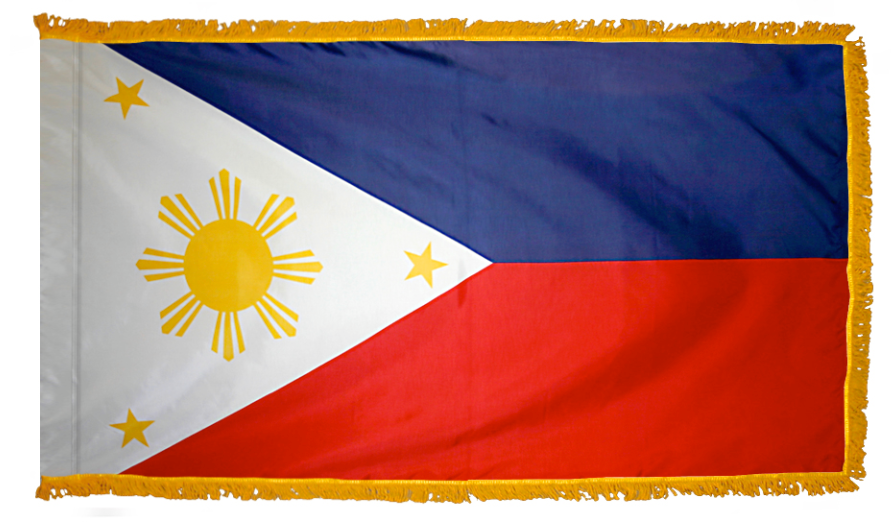 PHILIPPINES NYLON FLAG WITH POLE-HEM & FRINGES