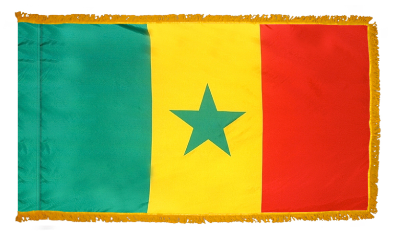 SENEGAL NYLON FLAG WITH POLE-HEM & FRINGES