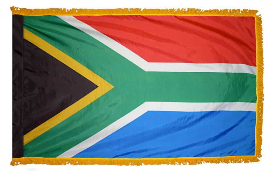 SOUTH AFRICA NYLON FLAG WITH POLE-HEM & FRINGES