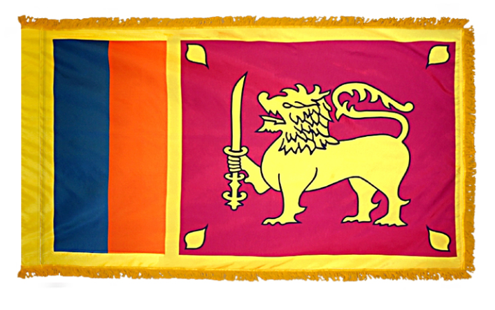 SRI LANKA FLAG WITH POLE-HEM & FRINGES