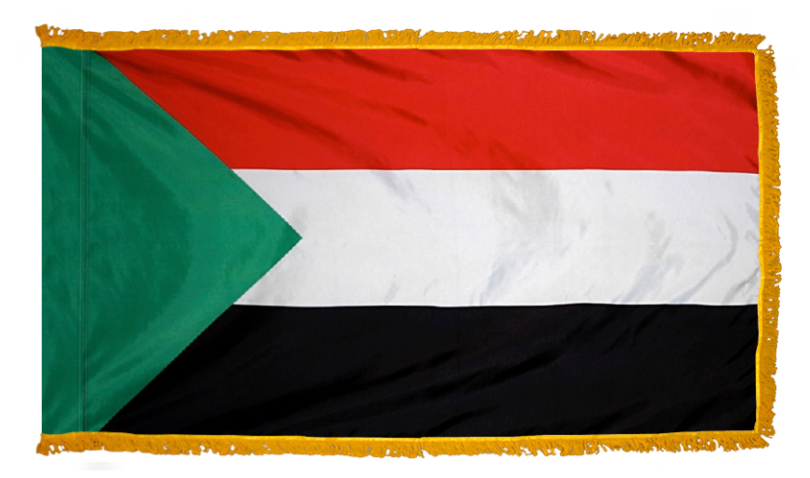 SUDAN NYLON FLAG WITH POLE-HEM & FRINGES