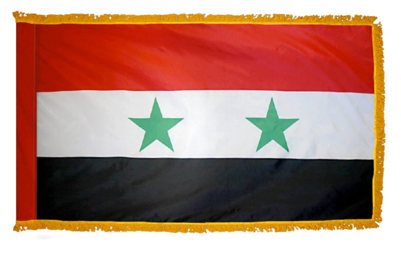 SYRIA NYLON FLAG WITH POLE-HEM & FRINGES