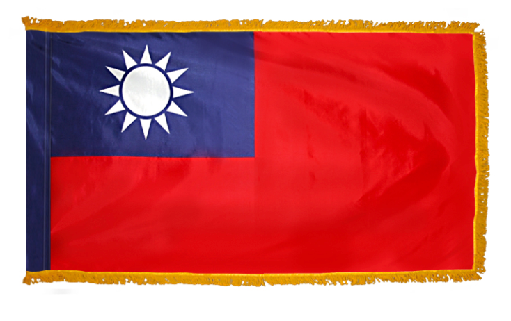TAIWAN NYLON FLAG WITH POLE-HEM & FRINGES