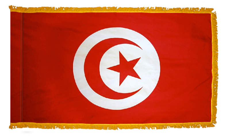 TUNISIA NYLON FLAG WITH POLE-HEM & FRINGES