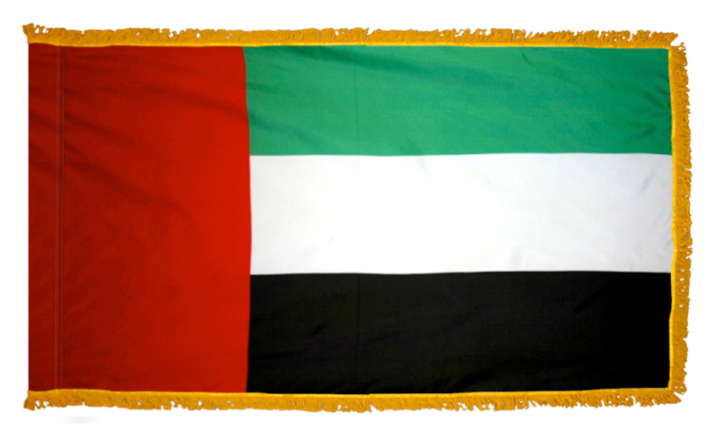 UNITED ARAB EMIRATES NYLON FLAG WITH POLE-HEM & FRINGES