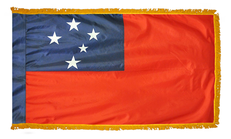 WESTERN SAMOA NYLON FLAG WITH POLE-HEM & FRINGES