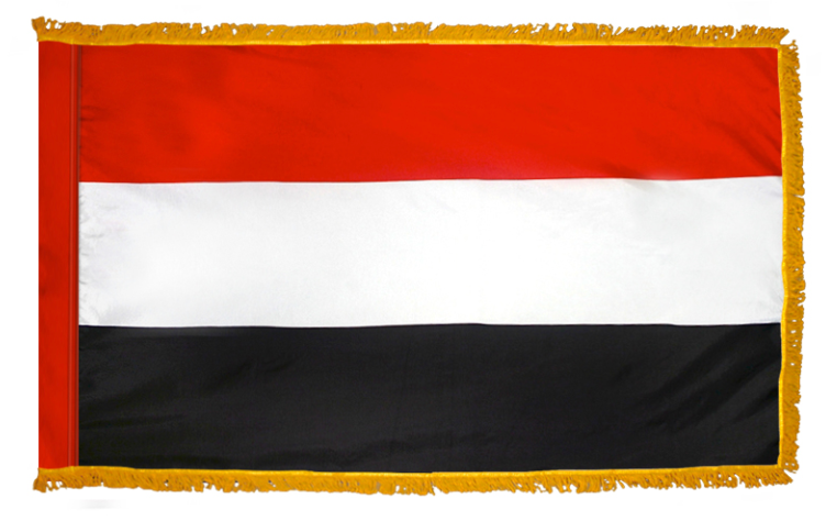 YEMEN NYLON FLAG WITH POLE-HEM & FRINGES