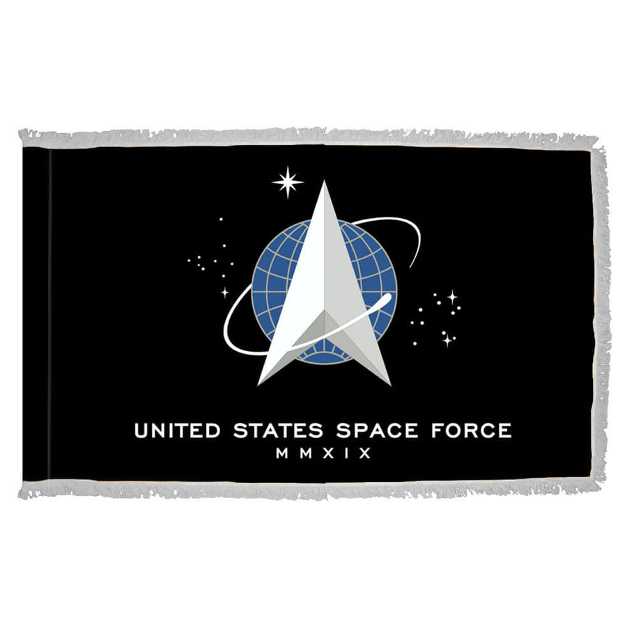 U.S. SPACE FORCE NYLON FLAG WITH POLE-HEM & FRINGES 3X5'