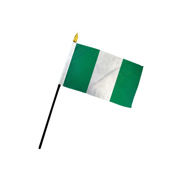 NIGERIA STICK FLAG 4X6"