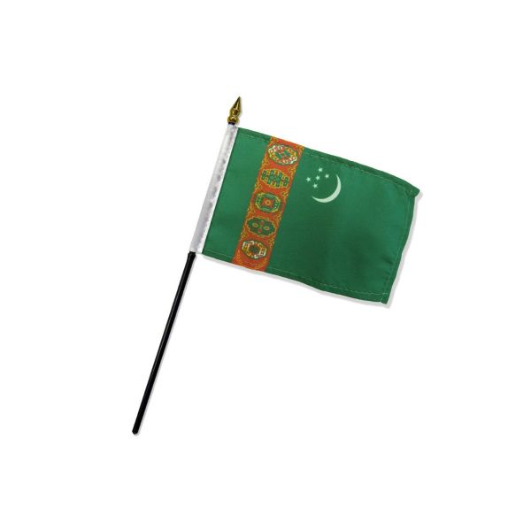 TURKMENISTAN STICK FLAG 4X6"