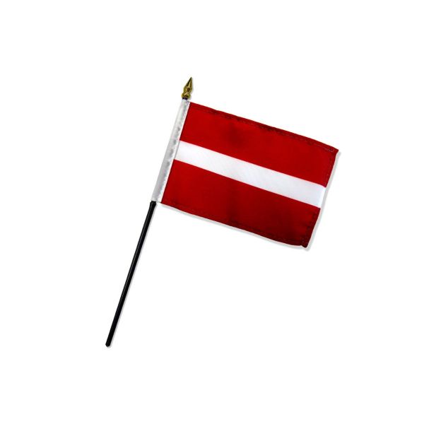 LATVIA STICK FLAG 4X6"