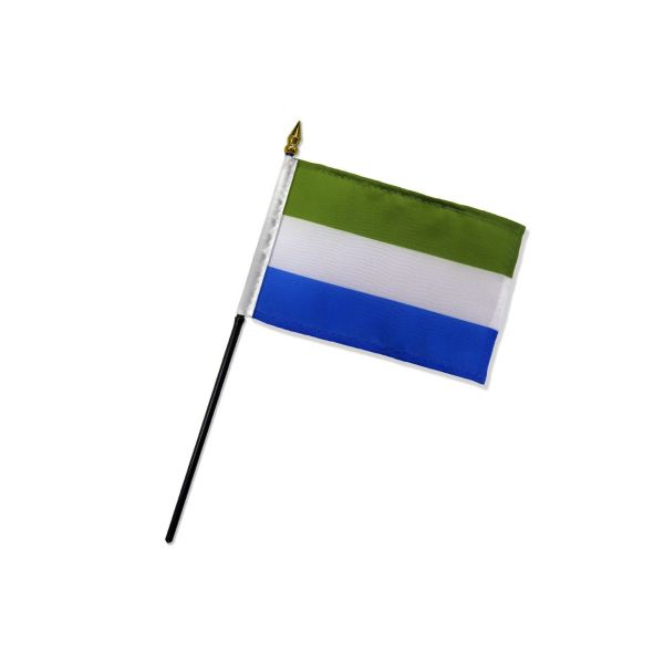 SIERRA LEONE STICK FLAG 4X6"