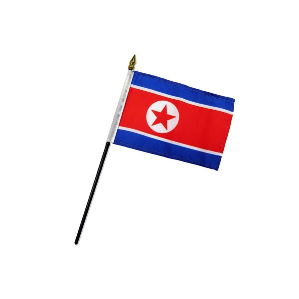 NORTH KOREA STICK FLAG 4X6"