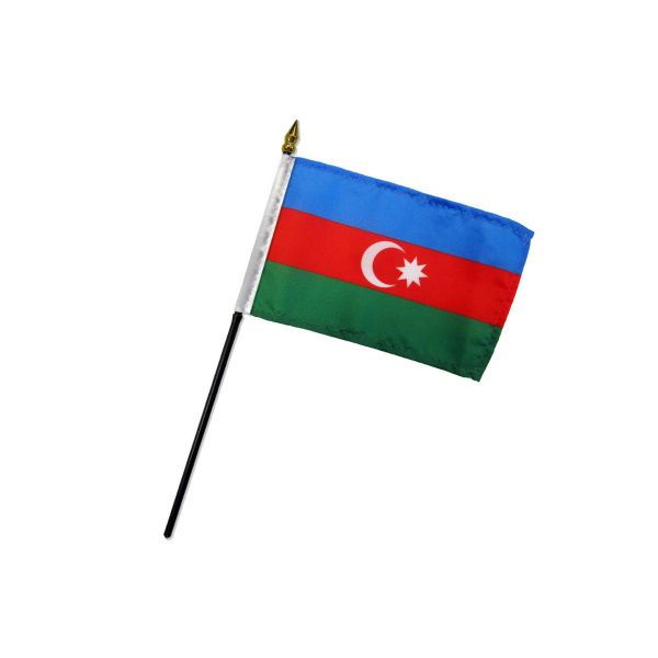 AZERBAIJAN STICK FLAG 4X6"