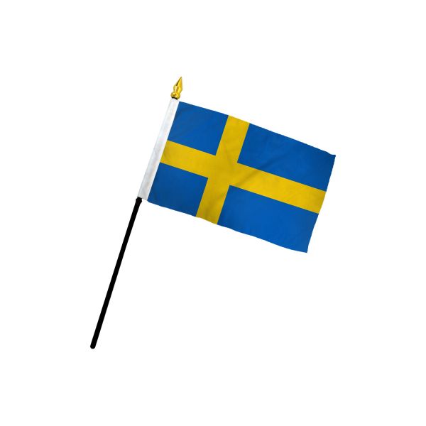 SWEDEN STICK FLAG 4X6"