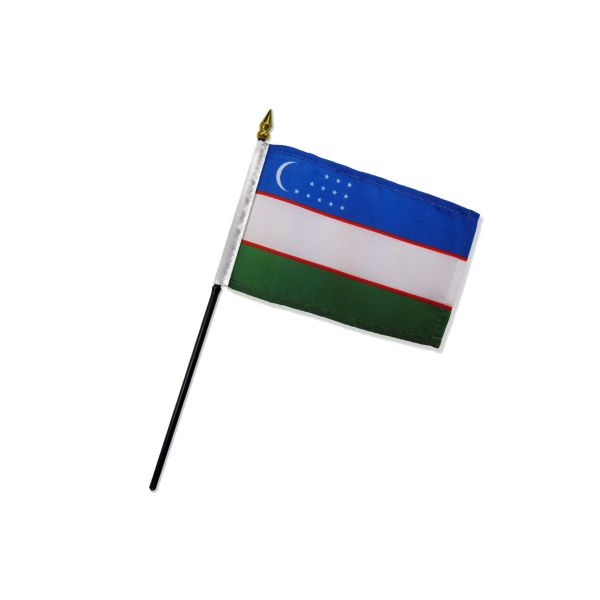 UZBEKISTAN STICK FLAG 4X6"