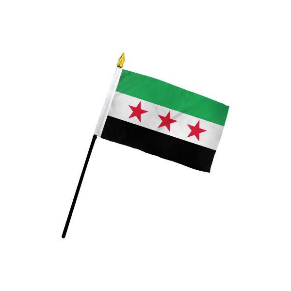 SYRIAN REPUBLIC STICK FLAG 4X6"