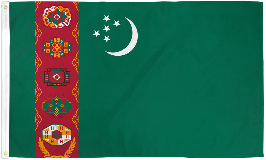 TURKMENISTAN FLAG POLY 3X5'