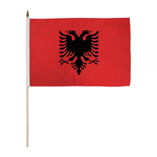 ALBANIA STICK FLAG 12X18"