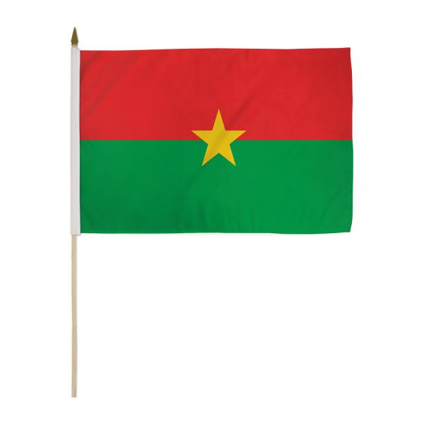 BURKINA FASO STICK FLAG 12X18"