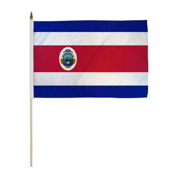 COSTA RICA STICK FLAG 12X18"