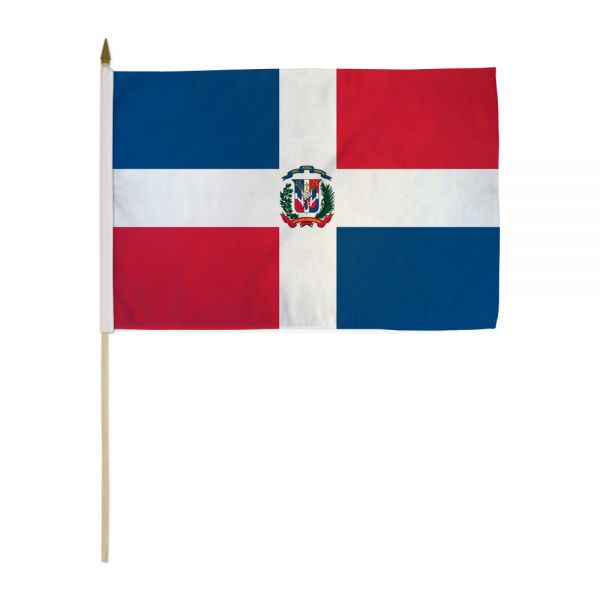 DOMINICAN REPUBLIC STICK FLAG 12X18"