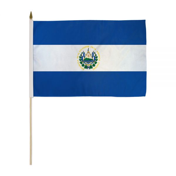 EL SALVADOR STICK FLAG 12X18"