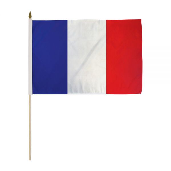 FRANCE STICK FLAG 12X18"