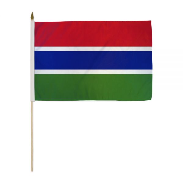 GAMBIA STICK FLAG 12X18"